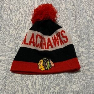Blackhawks Knit Beanie with Pom